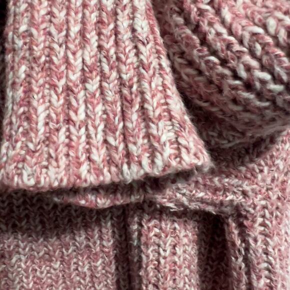 Point Sur J. Crew Sweater XL Marled Pink Mock Neck Long Sleeve Chunky Knit - Picture 3 of 9